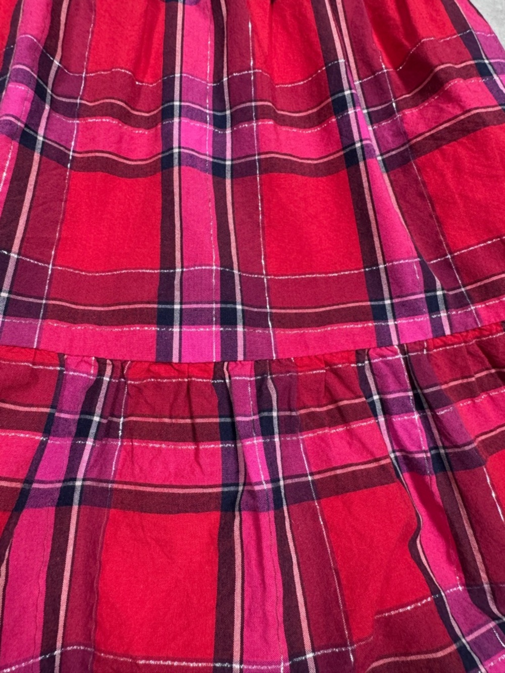 Tucker + Tate Red Pink Silver Plaid Ruffle Holiday Dress Girls Size 2 - Picture 4 of 15